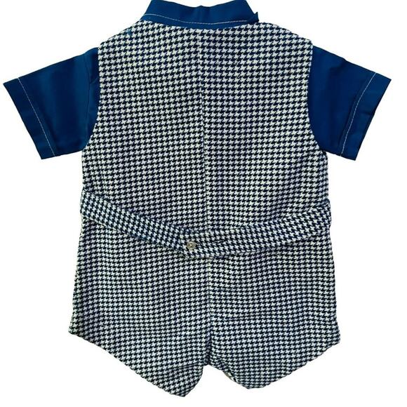 Vintage Catton Candy Baby Blue White Houndstooth 12 Months - Picture 5 of 5